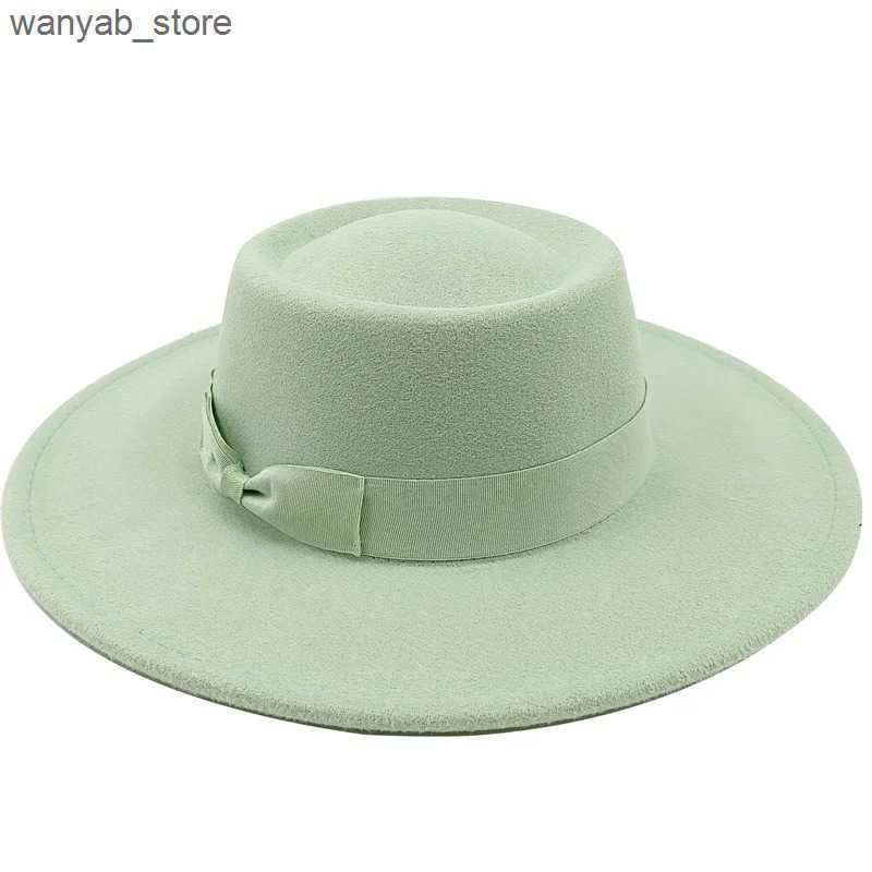 Wide Brim Hats Bucket Hats Wholesale price Fedora hat winter circular concave convex surface flat top fashion men and women felt jazz hat Fedora L2409