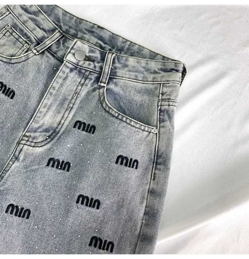 Women's Jeans ZOENOVA Y2K Narrow Shine Diamond High Waist Cowboy Straight Leg Pants Suitable for Womens Winter Fashion Ultra Thin Wide Leg Pants 