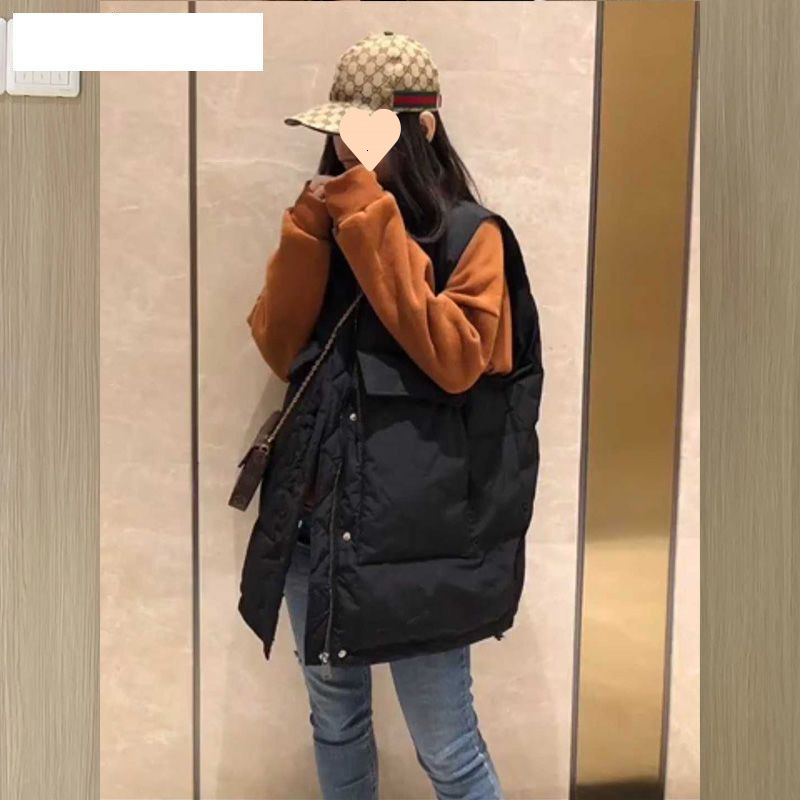 New down women's long autumn and winter collection, Korean loose vest, single shoulder down vest, designer jacket, fashionable