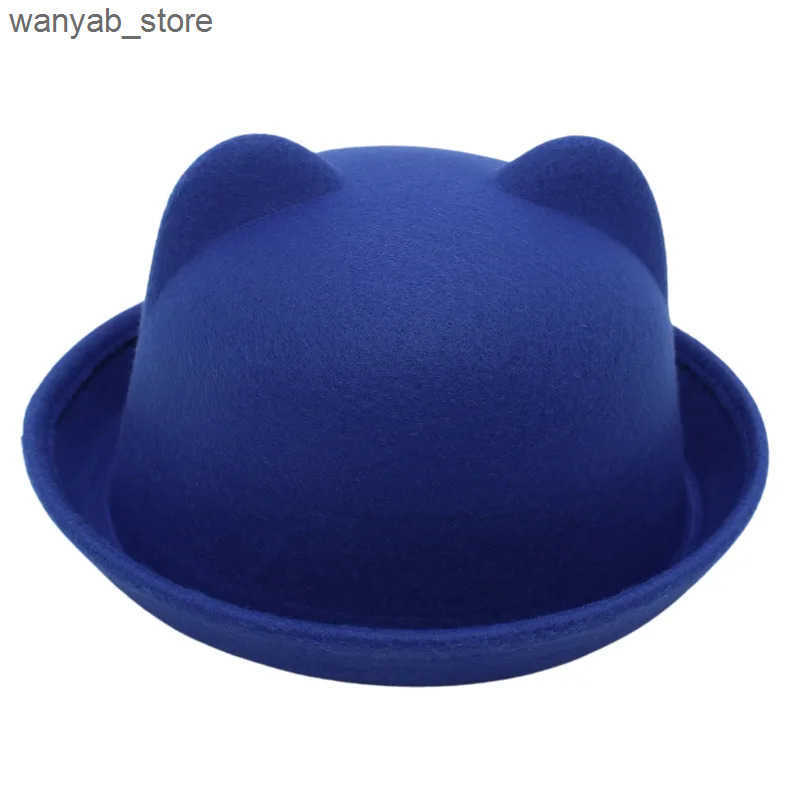 Wide Brim Hats Bucket Hats Bear Bowler Hat For Kids Boys Girls Women Hat Round Cap Flanging Performance Cap Cute Autumn Winter Family Parent-child Hat