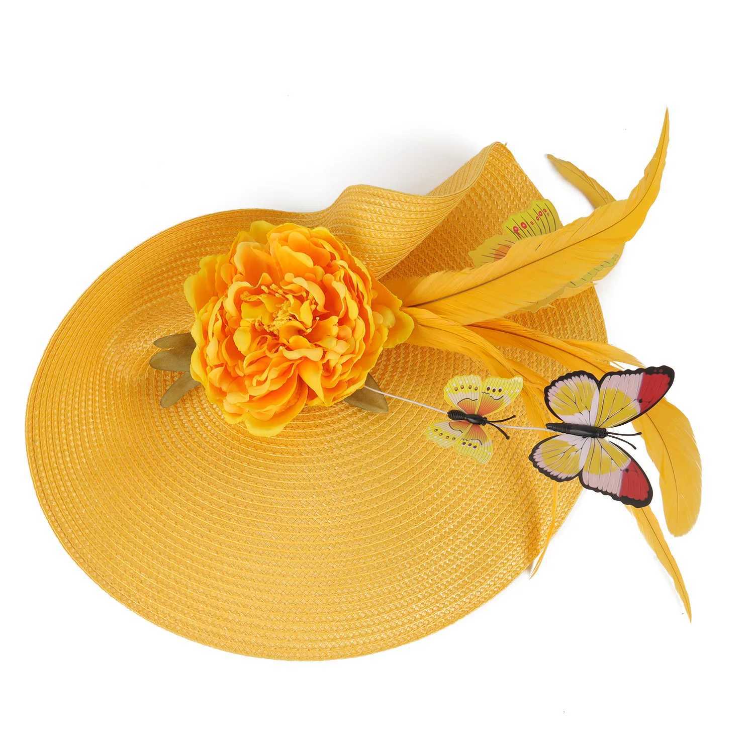 Wide Brim Hats Bucket Hats Fashion Elegant Butterfly Flowers Exaggerated Fascinator Hat Tea Party Kentucky Derby Hat Fascinator Headband for Cocktail 