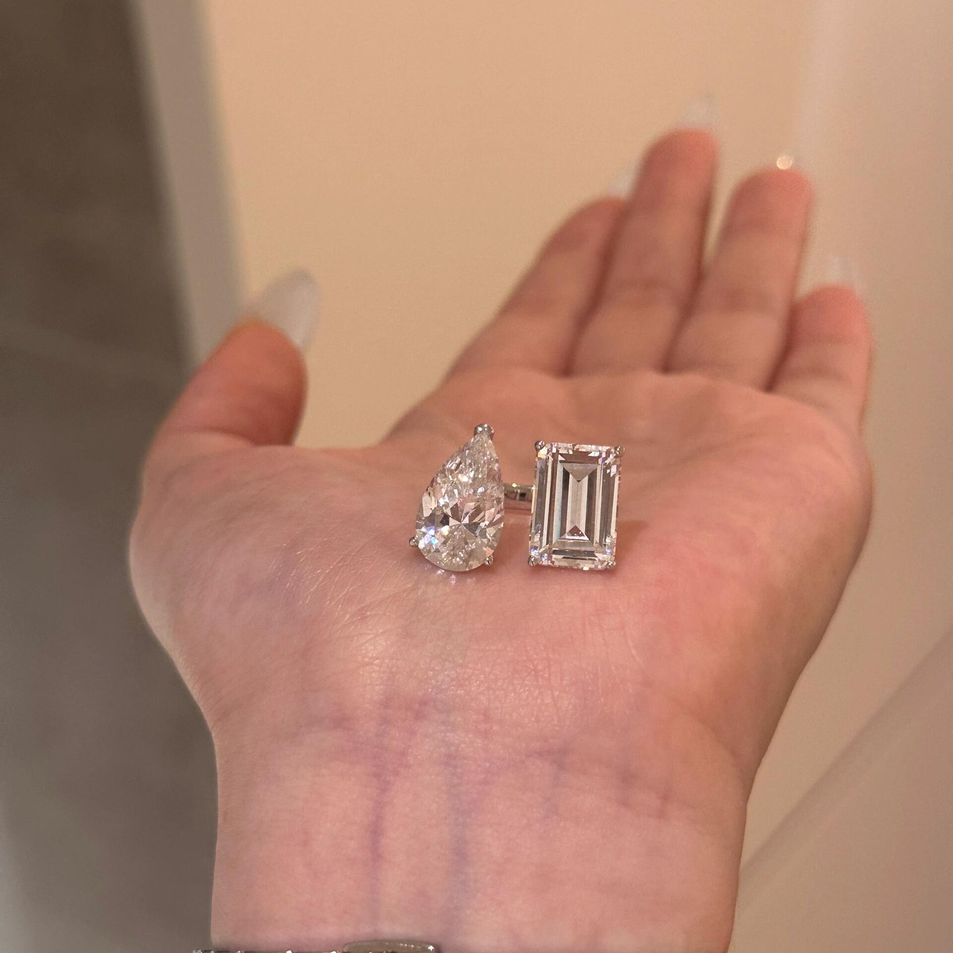 Elegant Ins Top Sell Simple Luxury Jewelry Pure 100% s925 Sterling Silver Water Drop White Moissanite Diamond Party Eternity Women Engagement Open Rin