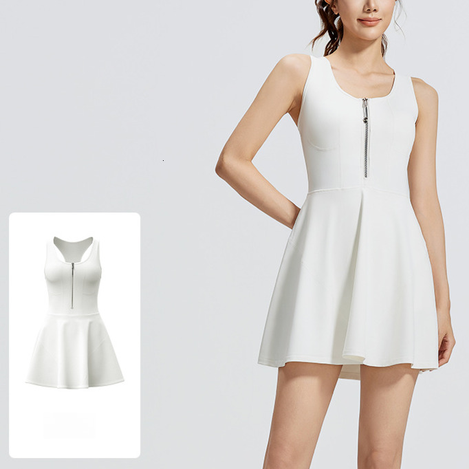 Zipper One-piece Dress, Anti Glare Base, Outdoor Running And Fitness Sports Dress