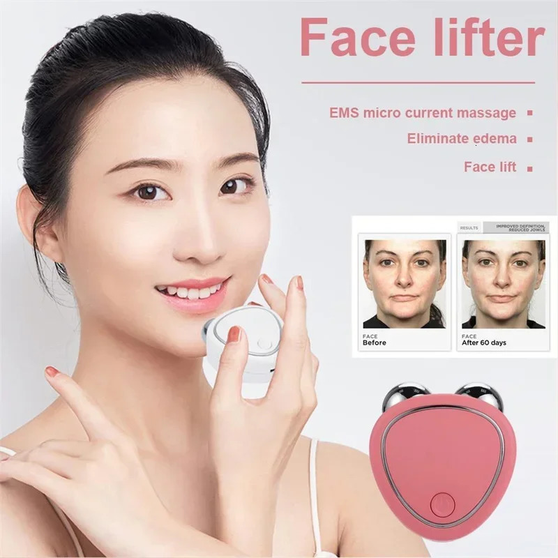 Electric Face Massager Lift Roller Microcurrent Sonic Vibration Lifting Skin Tighten Massage Portable Beauty Devices 241118