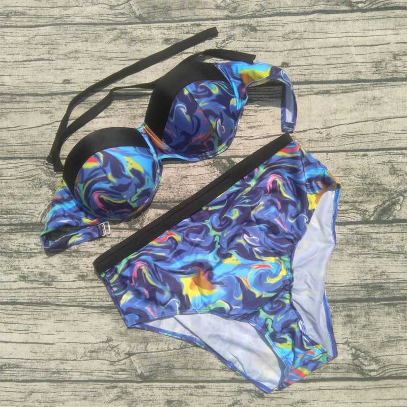 Women's Swimwear High waisted plus size chubby beauty bikini 2020 push digital printing swimsuit Brazilian womens bikini set sexy bikini H241130