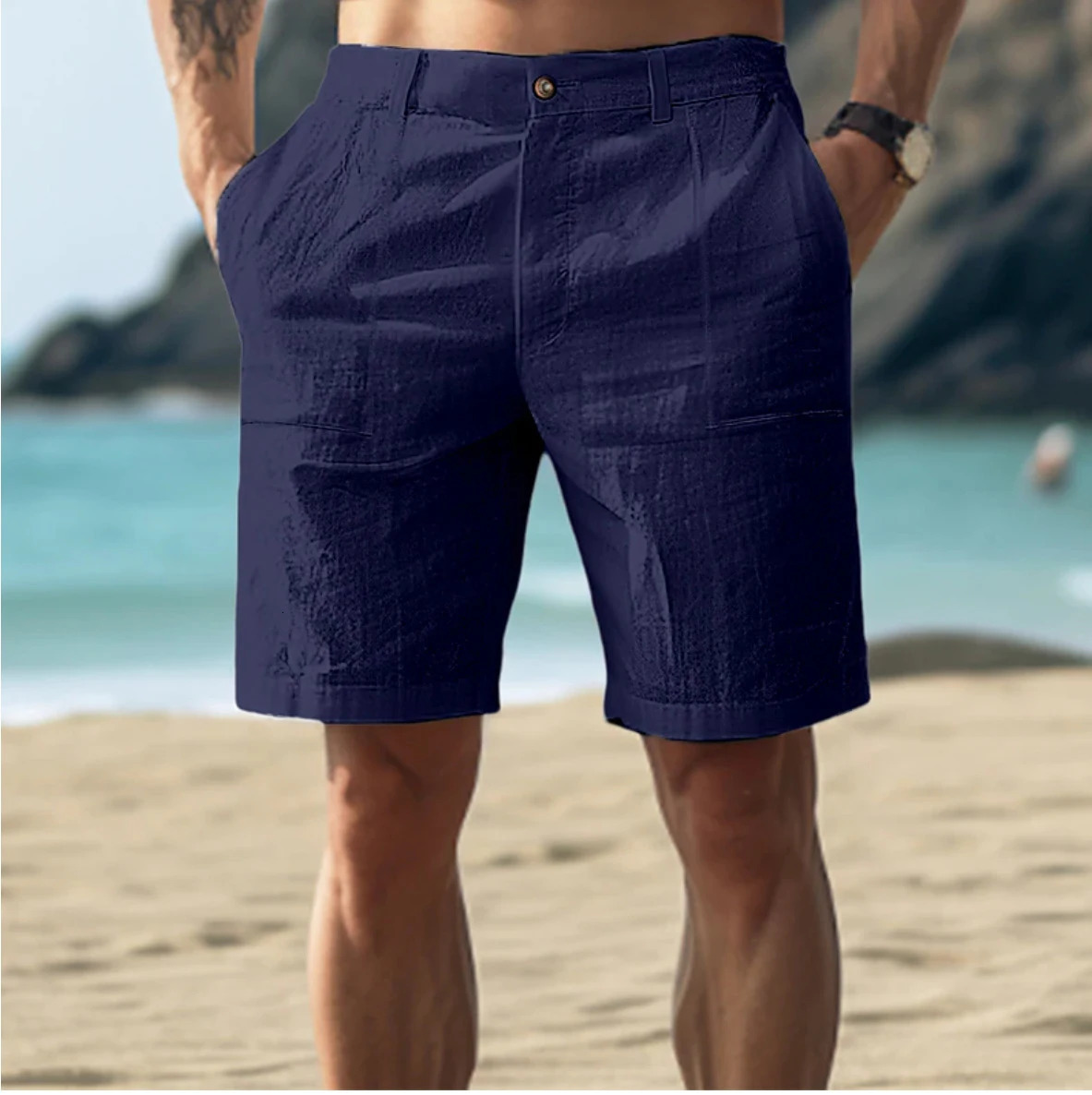 Summer Mens Cotton and Hemp Shorts Fashion Versatile Trend 240415