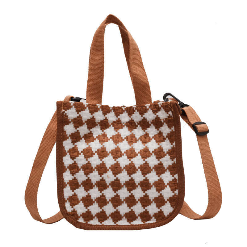 Japanese Dia Grid Canvas Crossbody Bag Women, New Korean Version Ins, Versatile Single Shoulder Handbag For Students Going Out, Fashionable Quality Cl