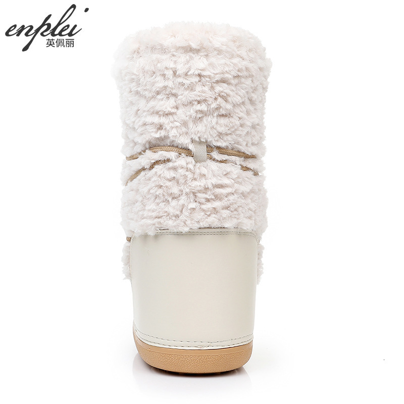 Winter Fur Leather Boots Snow Boots Womens Fluffy Fury Artificial Fur Leather Boots Mid calf Platform Pink Black and White Fur Leather Boots 241113