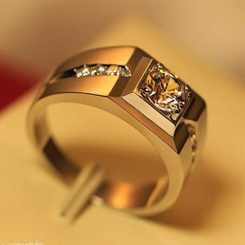 1CT Stunning Wedding Rings Simple Fine Jewelry Real 100% 925 Sterling Silver Round Cut White Moissanite Diamond Gemstones Party Men Ring For Lovers Gi