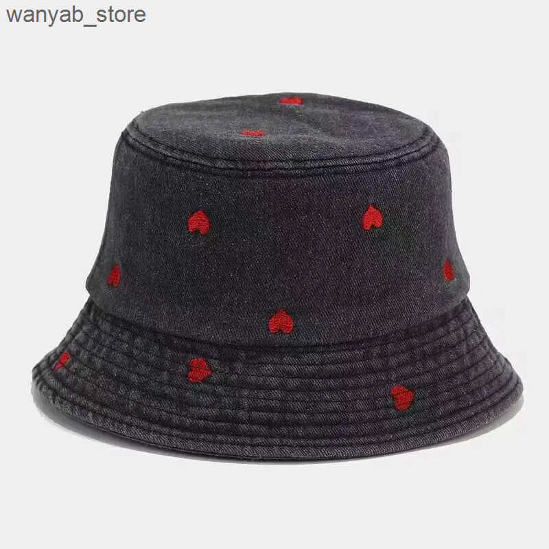 Wide Brim Hats Bucket Washed Denim Hat Women Fishermans Unisex Bob Caps Hip Hop Gorros Men Panama Windproof Outdoor L240910 L0910