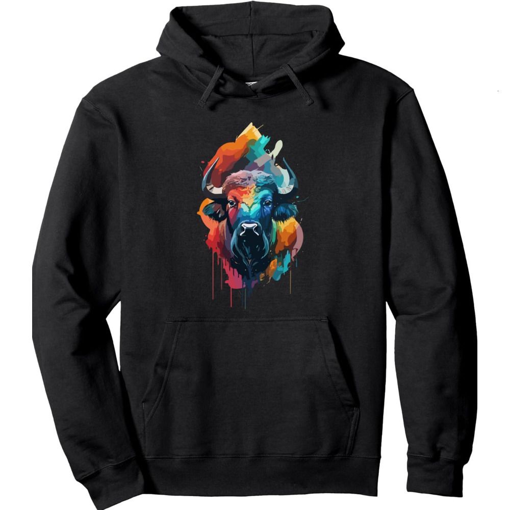 Hoodie for Mens Womens Buffalo Abstract Watercolor Painting Design Pullover Hoodie Graphic Hoodies sweatshirt cool