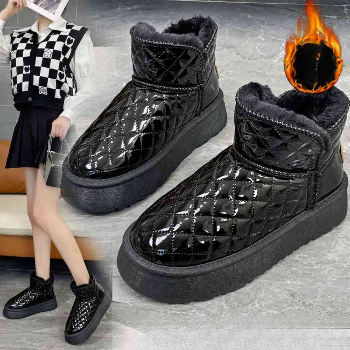 2025 New Women Fur Slippers Ankle Boots Flats Platform Short Plush Warm Flip ps Cotton Shoes Designer Brand Winter Snow Botas