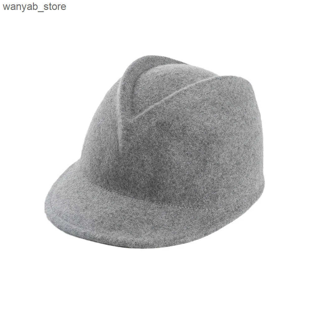 Wide Brim Hats Bucket Hats % Wool Riding Cap Autumn Winter Fashion Casual Woolen Equestrian Fedora Hat Womens Outdoor Shopping Warm Peaked Cap L240910