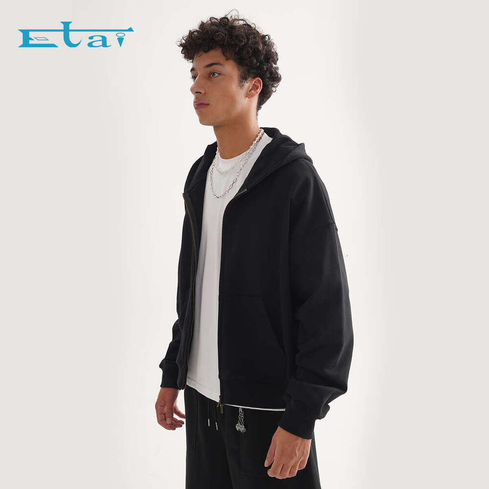 Men's European And American Pure Cotton Retro Zipper Hoodie, High-Quality Hooded Cardigan, Men's Hoodie B4