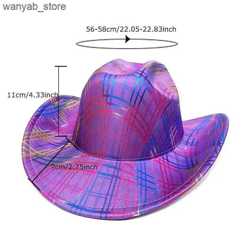 Wide Brim Hats Bucket 2pcs/3pcs Ins Colorful Western Style Tiara Cowgirl Hat For Man Woman Red Cowboy Cap Holiday Funny Game Party L240910