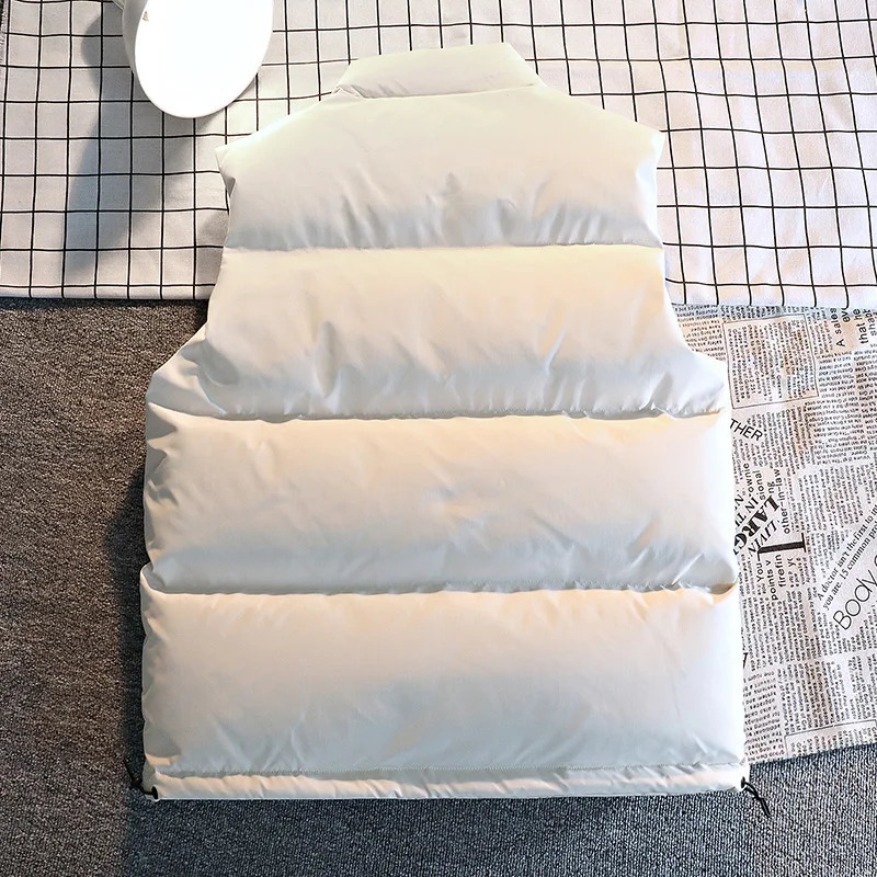 Autumn Winter White Vest Jacket Men Fashion Sleeveless Jackets Solid Color Warm Vests Thick Black Waistcoat Clothing 241129