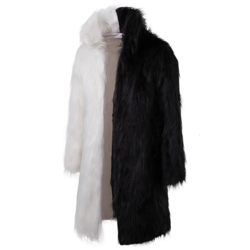 Mens Winter Clothing Fur Coat Quick Sale Black and White Fashion Personality Casual Long 241120