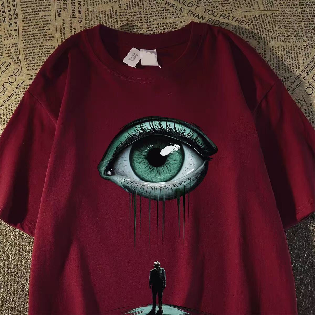 Punk Hip Hop Inspired Unisex Cartoon Portrait T-Shirt Casual Oversized Cotton Tee