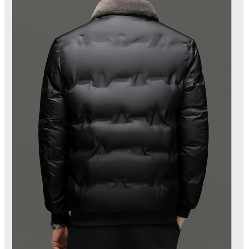 Men Autumn Winter Cotton Jacket Fur Collar Warm Comfortable Padded Thickened Down 2024 Solid Clothes L5XL Coat 241120