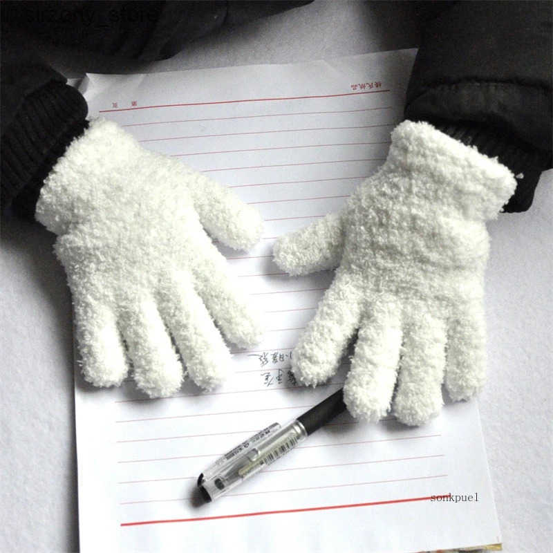 Mittens Warmom Coral Fleece Thicken Kids Gloves Winter Keep Warm Children Baby Plush Furry Full Finger Mittens Soft Gloves For 0-4 Years J241130