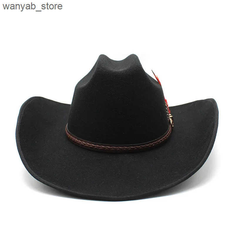 Wide Brim Hats Bucket Hats New Fashion Woolen Men Women Feather Fedora Hat Winter Autumn Church Panama Wide Brim Vintage Fascinator Jazz Caps Plage L2