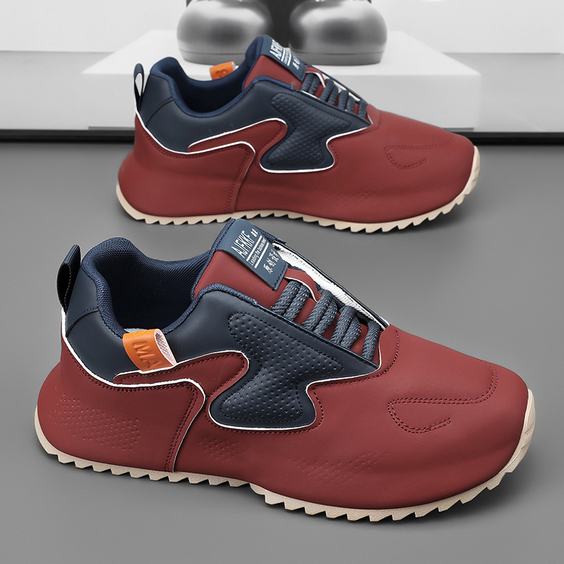 Cross-border explosive big size leather casual sports dad men's Korean version of the trend running shoes