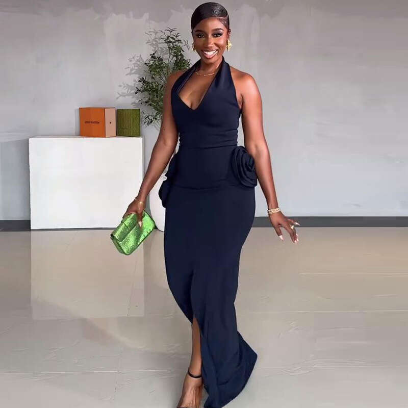 European And American Elegant Three-Dimensional Ral Fork Toast Dresses, Long Dresses For Women