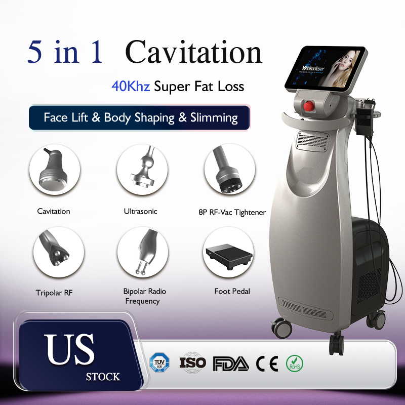 Free Shipping Ultrasonic Cavitation Slimming Machine 5 In 1 Vacuum Radio Frequency RF Salon Spa Beauty Equipment