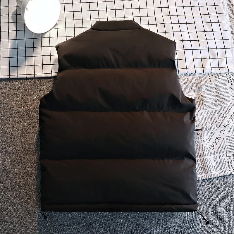 Autumn Winter White Vest Jacket Men Fashion Sleeveless Jackets Solid Color Warm Vests Thick Black Waistcoat Clothing 241129