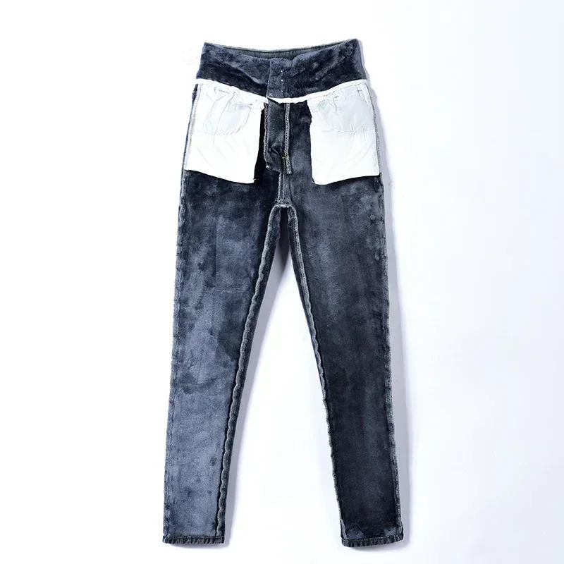 ZOENOVA Warm Y2K Womens Winter Jeans Velvet Thick Denim Pants High Waist Wool Mom Jeans Thin Jeans Thick Wool Elasticity 241122