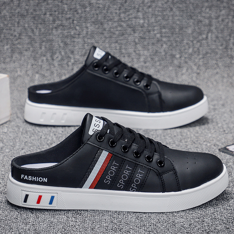 New Men s Casual Board Shoes Breathable Half Dragged White Large Size No Rear Heel Step luxury Fashion Daily fashion Shoes Designer Casual Shoes