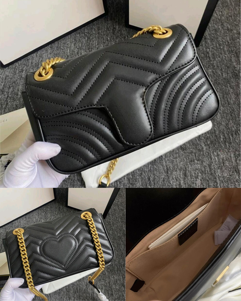 Designer Women Shoulder Bags Marmont Crossbody Bag Messenger Totes Fashion Metallic Leather Handbags Classic Cross body Clutch Ladies Purse