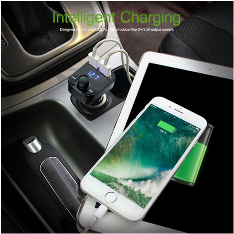 X8 Car Dual USB Fast Charger FM Transmitter Bluetooth-compatible5.0 Handsfree Car Kit Audio Modulator MP3 Player Audio Receiver Sea Shipping