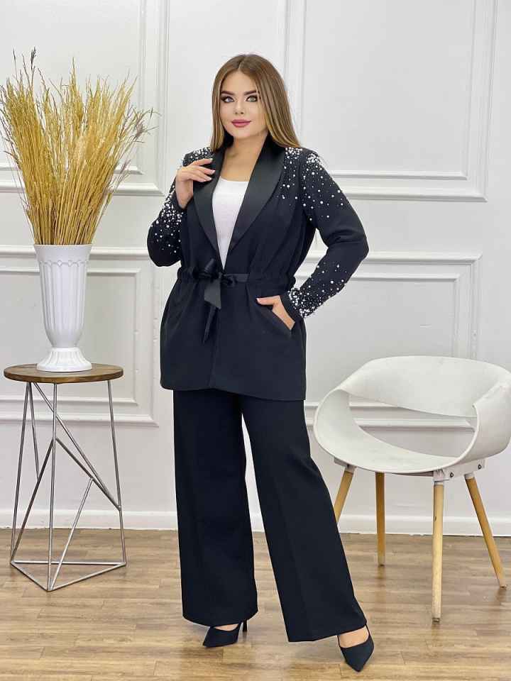 Unique Women Suits Beaded Pearls Lace Up Blazer Ladies Outfits Mother Of The Bride Suits 2 Pieces Sets Jacket Pants Customized
