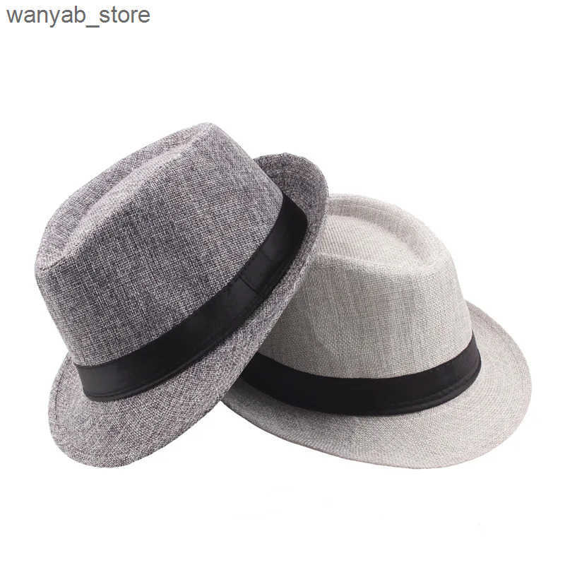 Wide Brim Hats Bucket Hats Trendy Wide Brim Men Straw Hat Women Summer Solid Color Fedoras Jazz Sun Cap Outdoor Casual Panama Cowboy Hats L240910
