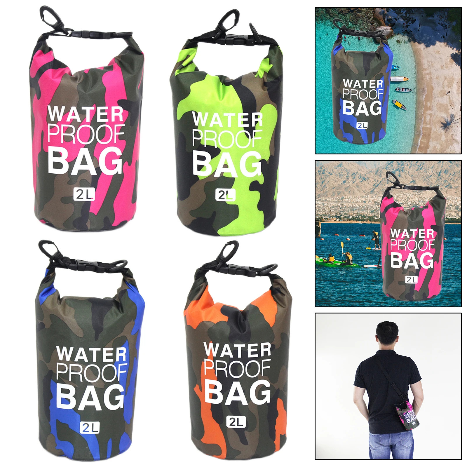 Waterproof Bags 2L 5L 10L 15L 20L 30L Swimming Sports Bags Backpack Drifting Rafting Surfing Gym Dry Bag Beach Accessories 240415