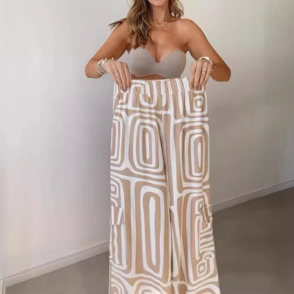 Leisure Womens Set 2024 Spring and Autumn High end Sentiment Printed Temperament Shirt Loose Pants Two piece 241129