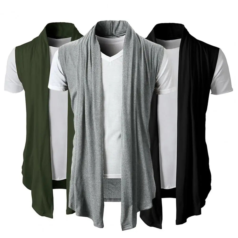 Cardigan Vest Trendy Super Soft Solid Color Pure Pleated Coat Streetwear Men Jacket 241129