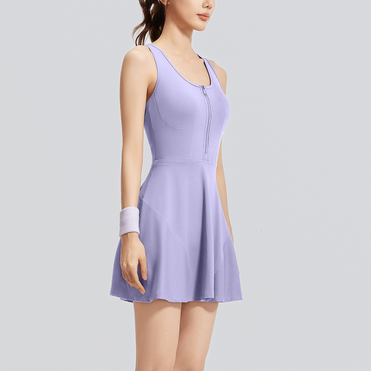 Zipper One-piece Dress, Anti Glare Base, Outdoor Running And Fitness Sports Dress