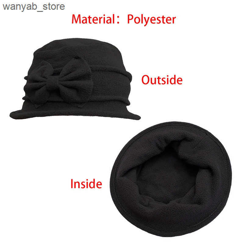 Wide Brim Hats Bucket Hats Womens Bell Beret Hat French Vintage Floral Fce Cloche Hat Classic Winter 1920s Bucket Hat L240910