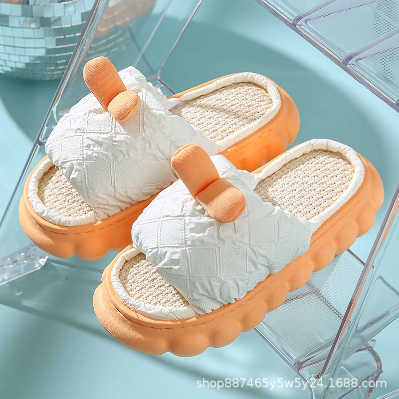 womens cloud slippers shoes breathable cottom linen female indoor home slippers eva thick bottom comfortable soft woman slides