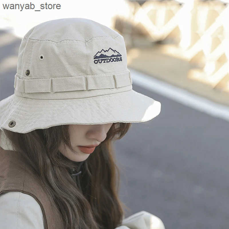 Wide Brim Hats Bucket Hats Sun Hats for Men Outdoor Camping Cap Wide Brim Flat Top Anti-UV Protection Women Letter Print Bucket Hat Summer Fisherman C