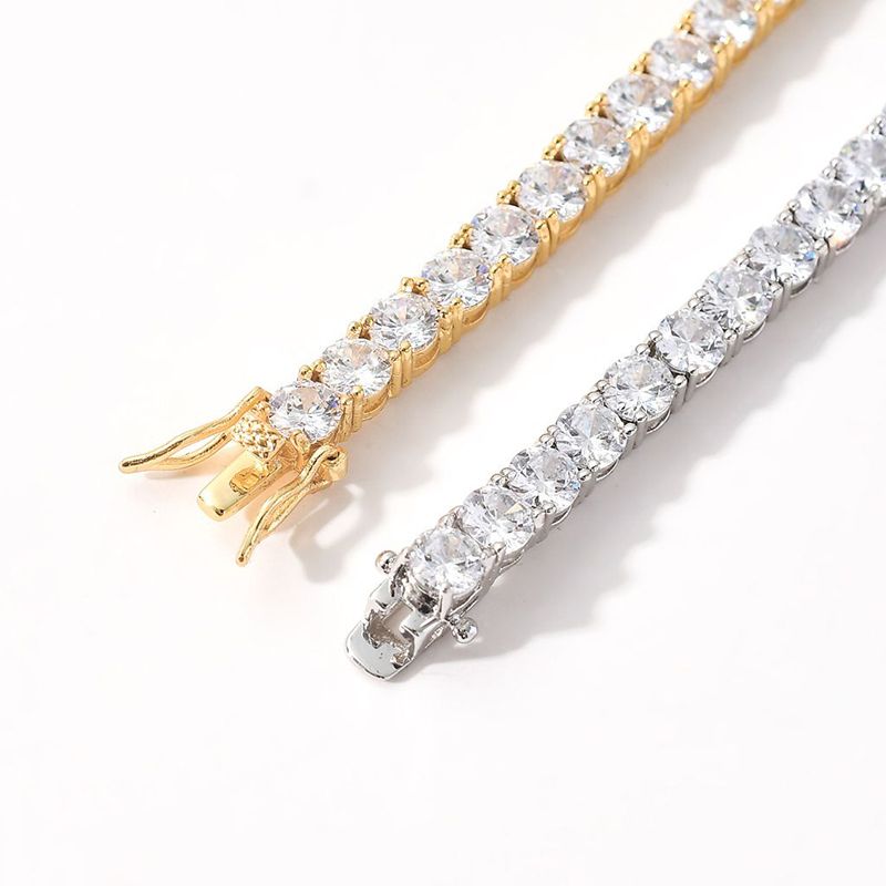 designer necklaces women titanium steel plated gold tennis chain necklace 4MM wide 1 row diamond iced out chains men rapper hip hop designer jewelry w