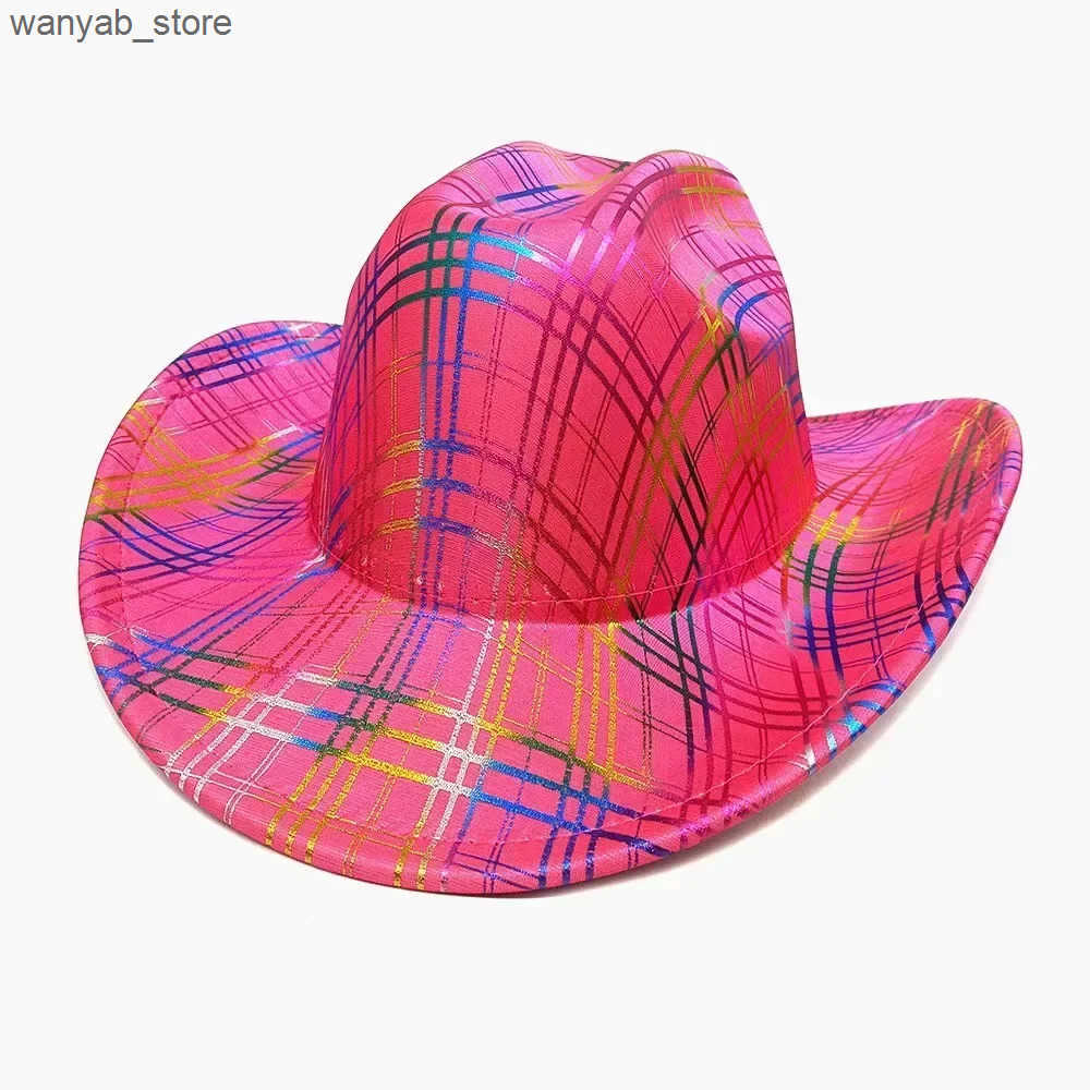 Wide Brim Hats Bucket 2pcs/3pcs Ins Colorful Western Style Tiara Cowgirl Hat For Man Woman Red Cowboy Cap Holiday Funny Game Party L240910