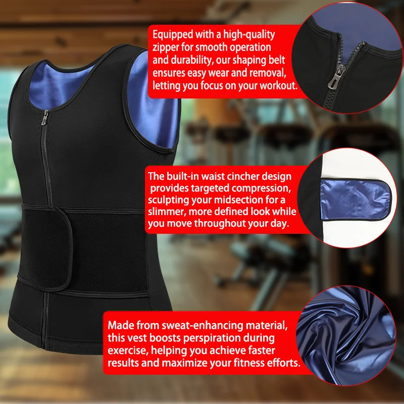 Mens Body Shaper Sauna Vest Double Belt Sweat Shirt Waist Trainer Corset Top Abdomen Slimming Shapewear Fat Burn Fitness Suits 241121