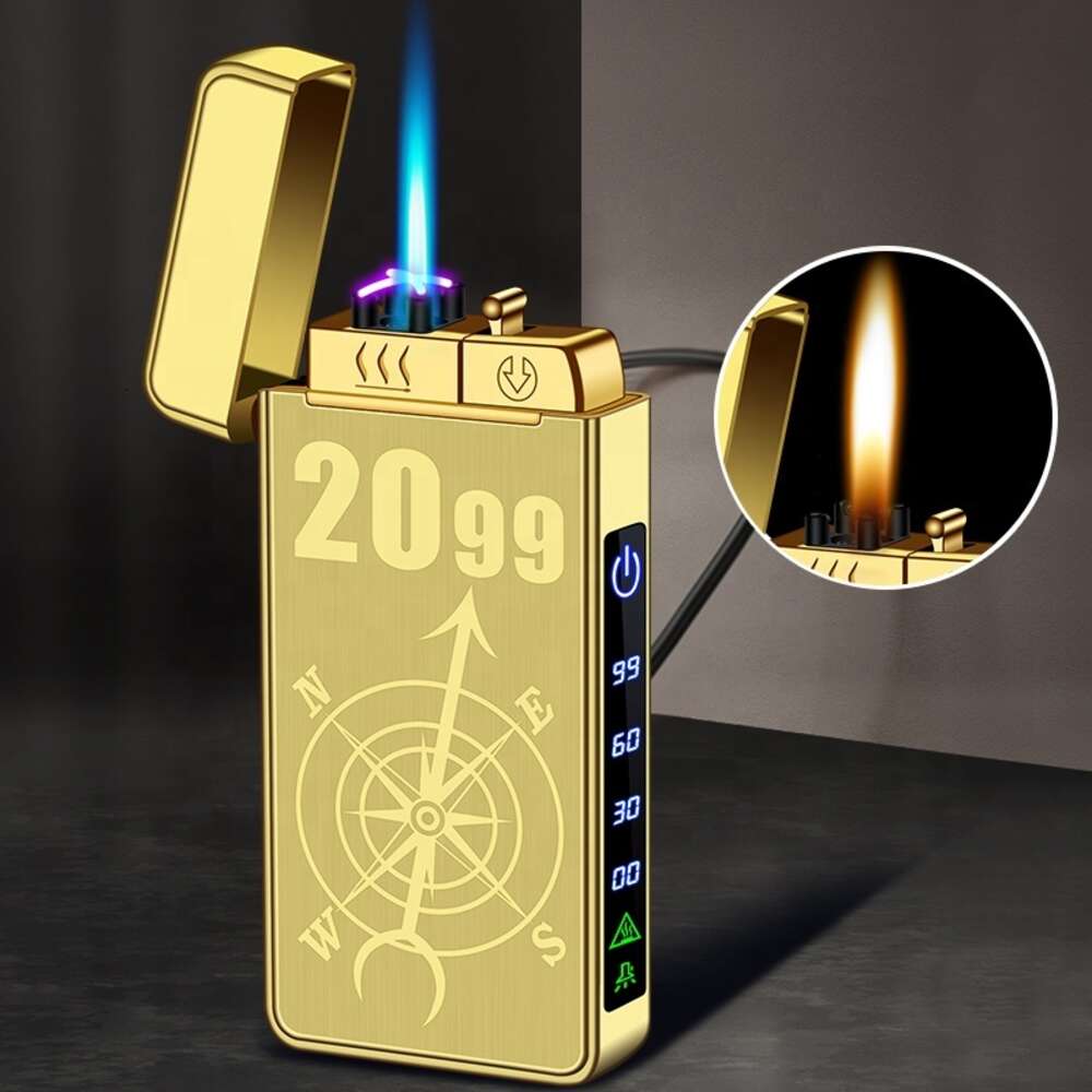 Without Gas Electric Three Fire Metal Windproof Iatable Charging Lighter Can Be Customized W260202