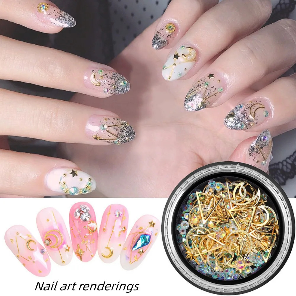 8 Piece Set Of Manicure Box Decorations Nail Art DIY Sequin Nail Diamond Decoration Accessories 240430