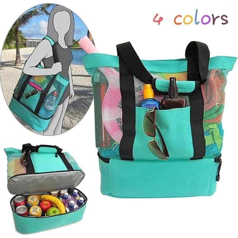 Women Heat Preservation Picnic Beach Bag Mesh Transparent Double-layer Swim Storage High Capacity Shopping Waterproof Bags Tote 240415