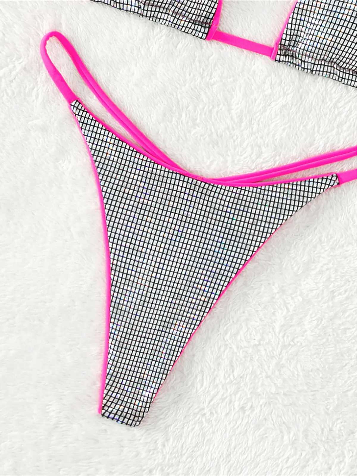 Women's Swimwear Extreme Mini Micro Thong Halter Plaid Bikini Female Swimsuit Women Swimwear Two-pieces Bikini set Bather Bathing Suit Swim K5084