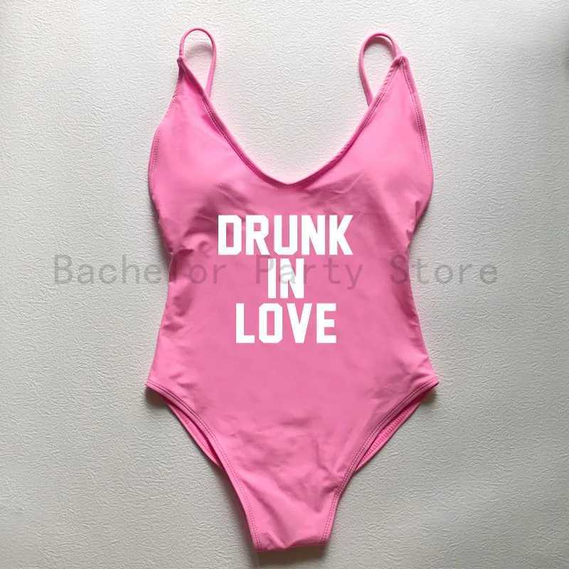 Women's Swimwear Drunk In Love Letter Print swimsuit womens adjustable shoulder strap swimsuit womens thong pad one-piece swimsuit beach wear bad